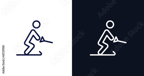waterski icon. Thin line waterski icon from summer collection. Outline vector isolated on dark blue and white background. Editable waterski symbol can be used web and mobile