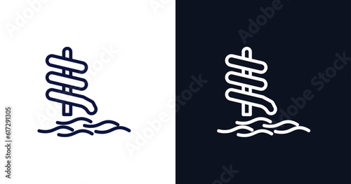 aqua park icon. Thin line aqua park icon from summer collection. Outline vector isolated on dark blue and white background. Editable aqua park symbol can be used web and mobile