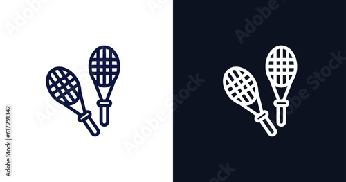 rackets icon. Thin line rackets icon from summer collection. Outline vector isolated on dark blue and white background. Editable rackets symbol can be used web and mobile