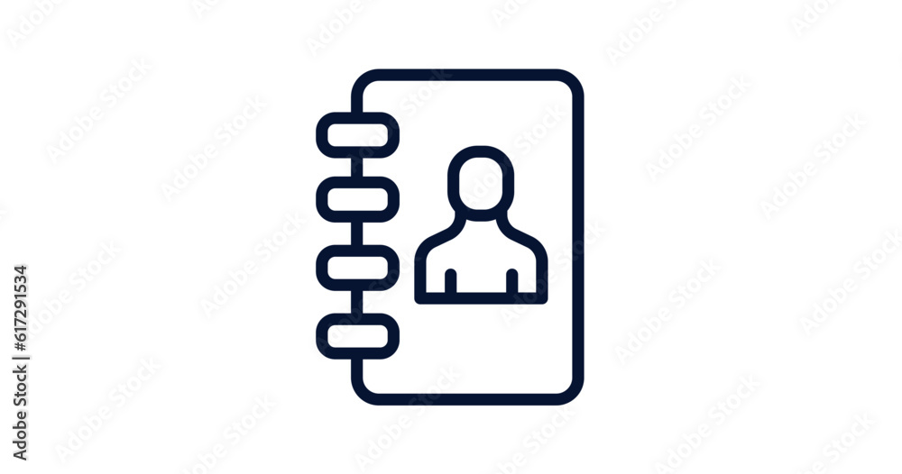 phonebook icon. Thin line phonebook icon from strategy collection. Outline vector isolated on white background. Editable phonebook symbol can be used web and mobile phonebook icon. Thin line phonebook icon from strategy collection. Outline vector isolated on white background. Editable phonebook symbol can be used web and mobile