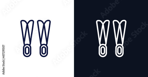 flippers icon. Thin line flippers icon from summer collection. Outline vector isolated on dark blue and white background. Editable flippers symbol can be used web and mobile