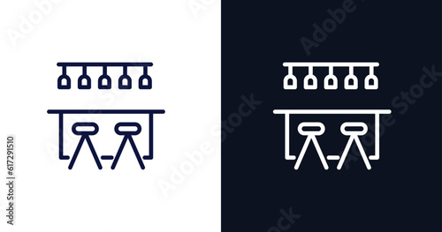 bar icon. Thin line bar icon from summer collection. Outline vector isolated on dark blue and white background. Editable bar symbol can be used web and mobile