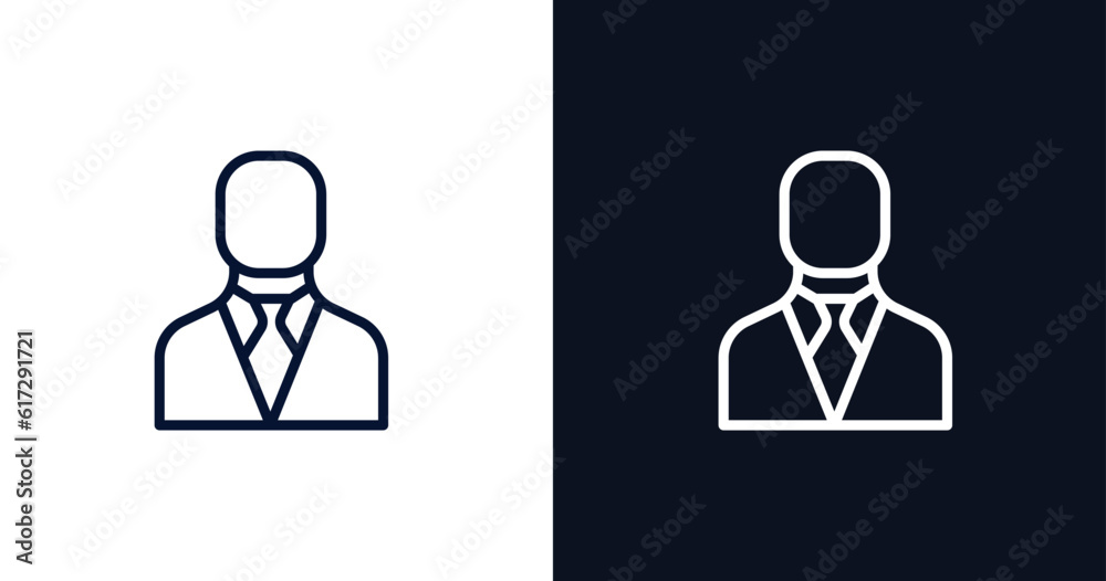 manager icon. Thin line manager icon from strategy collection. Outline vector isolated on dark blue and white background. Editable manager symbol can be used web and mobile manager icon. Thin line manager icon from strategy collection. Outline vector isolated on dark blue and white background. Editable manager symbol can be used web and mobile