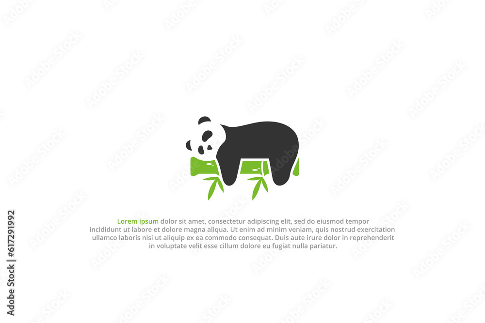 logo panda sleeping on bamboo lazy cute logo panda sleeping on bamboo lazy cute