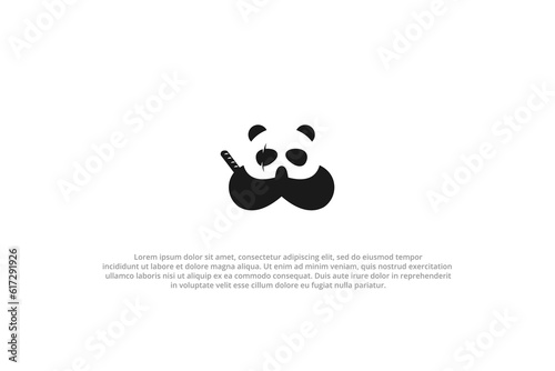 logo black panda ninja style sword silhouette