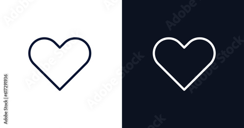 heart icon. Thin line heart icon from strategy collection. Outline vector isolated on dark blue and white background. Editable heart symbol can be used web and mobile