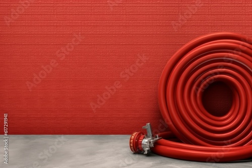 Red fire hose background. Generate Ai