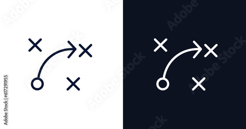 strategy icon. Thin line strategy icon from strategy collection. Outline vector isolated on dark blue and white background. Editable strategy symbol can be used web and mobile