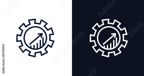 business icon. Thin line business icon from strategy collection. Outline vector isolated on dark blue and white background. Editable business symbol can be used web and mobile