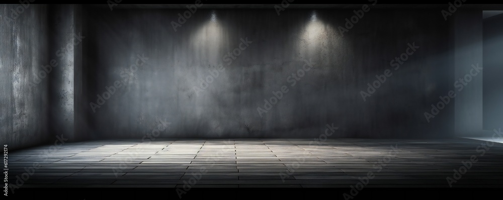 Empty dark industrial scene backdrop for website slide slider design to show product Generative AI Empty dark industrial scene backdrop for website slide slider design to show product Generative AI