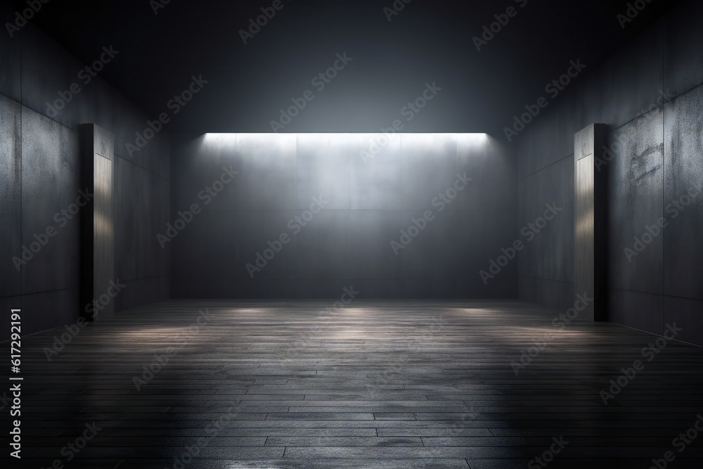 Empty dark industrial scene backdrop for website slide slider design to show product Generative AI