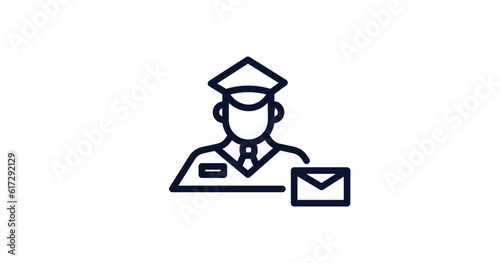postman working icon. Thin line postman working icon from people collection. Outline vector isolated on white background. Editable postman working symbol can be used web and mobile
