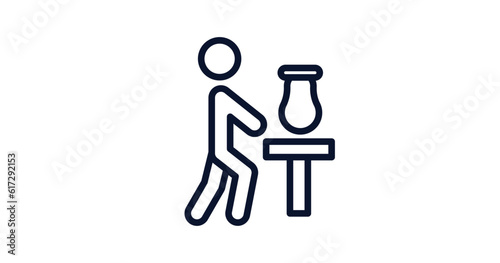 sculptor working icon. Thin line sculptor working icon from people collection. Outline vector isolated on white background. Editable sculptor working symbol can be used web and mobile