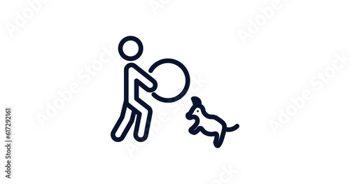dog trainer icon. Thin line dog trainer icon from people collection. Outline vector isolated on white background. Editable dog trainer symbol can be used web and mobile