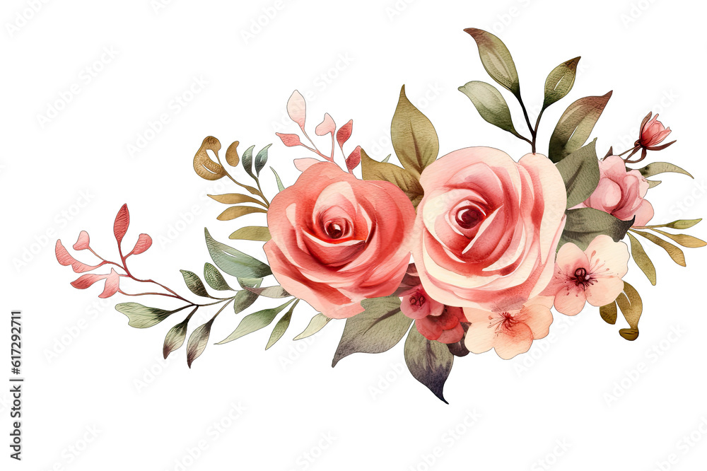 cute floral corner frame watercolor style