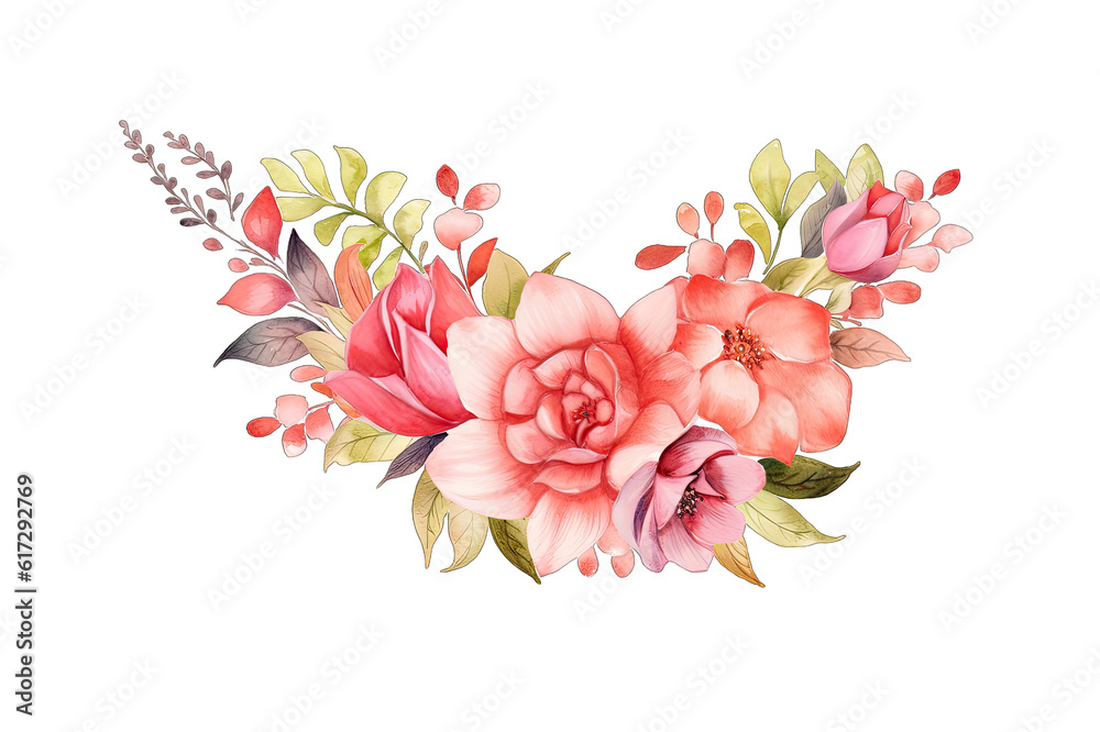 Fototapeta premium cute floral corner frame watercolor style