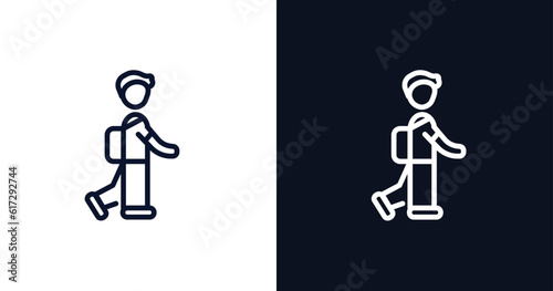children in school icon. Thin line children in school icon from people collection. Outline vector isolated on dark blue and white background. Editable children in school symbol 