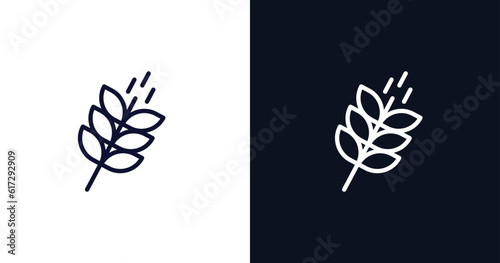 grains icon. Thin line grains icon from nature collection. Outline vector isolated on dark blue and white background. Editable grains symbol can be used web and mobile