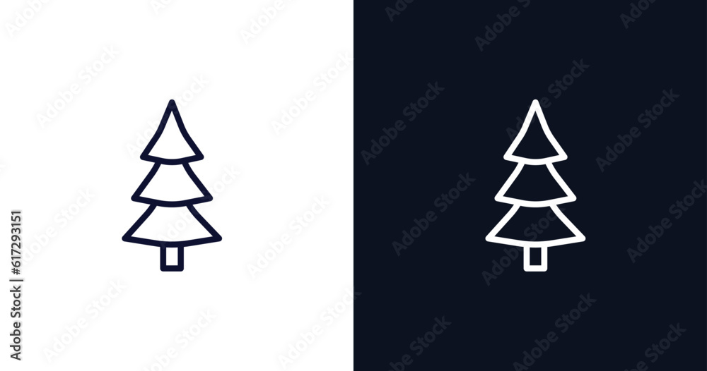 Obraz premium spruce icon. Thin line spruce icon from nature collection. Outline vector isolated on dark blue and white background. Editable spruce symbol can be used web and mobile