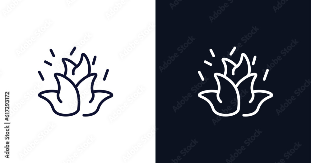 burning flames icon. Thin line burning flames icon from nature collection. Outline vector isolated on dark blue and white background. Editable burning flames symbol can be used web and mobile burning flames icon. Thin line burning flames icon from nature collection. Outline vector isolated on dark blue and white background. Editable burning flames symbol can be used web and mobile