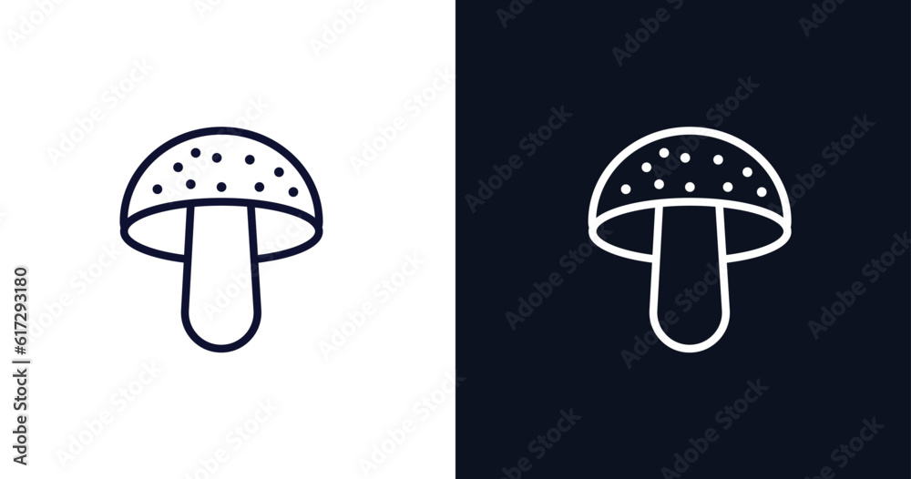 amanita icon. Thin line amanita icon from nature collection. Outline vector isolated on dark blue and white background. Editable amanita symbol can be used web and mobile amanita icon. Thin line amanita icon from nature collection. Outline vector isolated on dark blue and white background. Editable amanita symbol can be used web and mobile