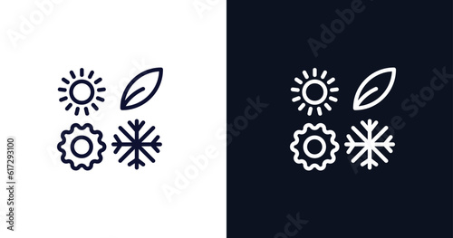 season icon. Thin line season icon from nature collection. Outline vector isolated on dark blue and white background. Editable season symbol can be used web and mobile