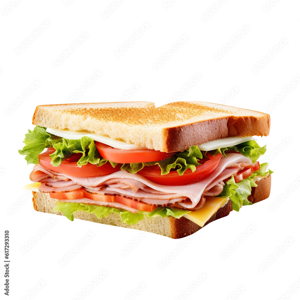 sandwich with ham and vegetables created with Generative AI sandwich with ham and vegetables created with Generative AI