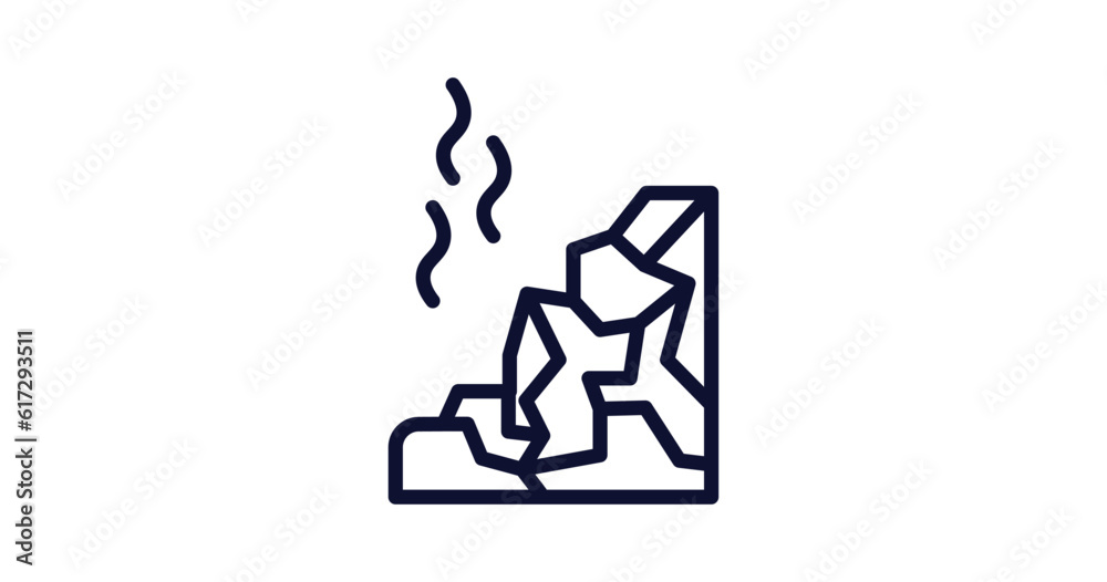 mountain colapse icon. Thin line mountain colapse icon from nature collection. Outline vector isolated on white background. Editable mountain colapse symbol can be used web and mobile mountain colapse icon. Thin line mountain colapse icon from nature collection. Outline vector isolated on white background. Editable mountain colapse symbol can be used web and mobile