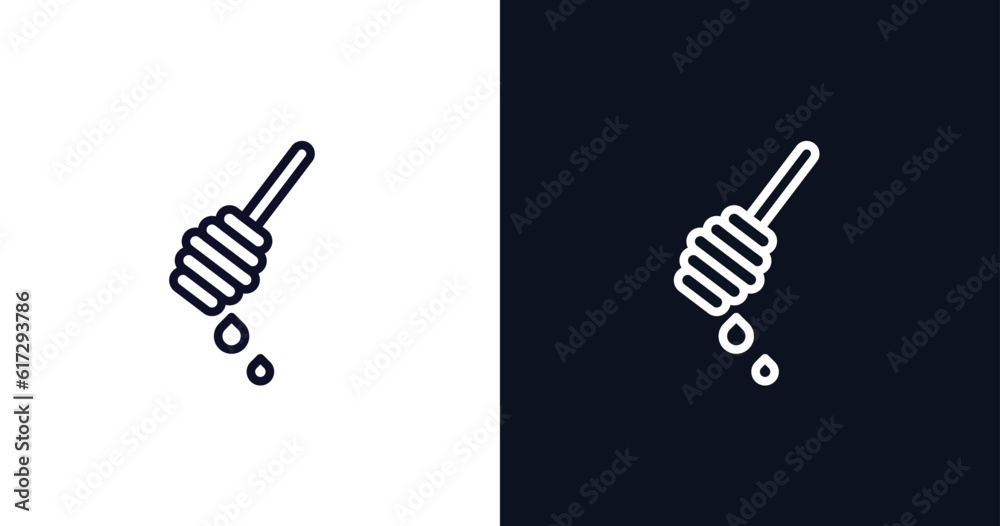 honey dipper icon. Thin line honey dipper icon from kitchen collection. Outline vector isolated on dark blue and white background. Editable honey dipper symbol can be used web and mobile honey dipper icon. Thin line honey dipper icon from kitchen collection. Outline vector isolated on dark blue and white background. Editable honey dipper symbol can be used web and mobile