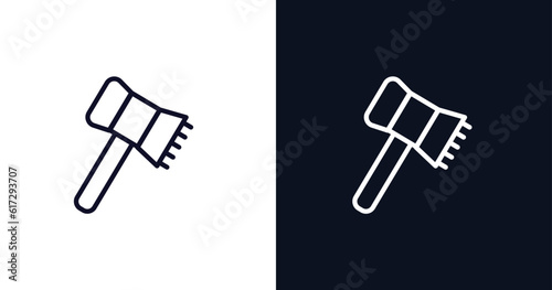 meat tenderizer icon. Thin line meat tenderizer icon from kitchen collection. Outline vector isolated on dark blue and white background. Editable meat tenderizer symbol can be used web and mobile photo