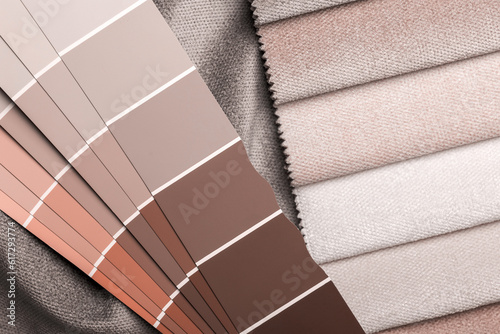 different types of fabrics with a color palette