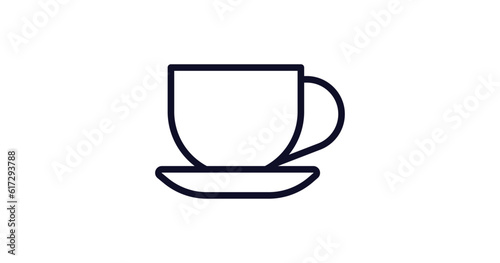 tea cup icon. Thin line tea cup icon from kitchen collection. Outline vector isolated on white background. Editable tea cup symbol can be used web and mobile