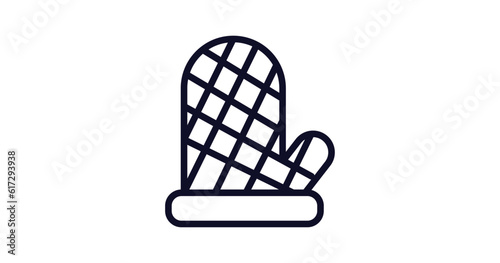 mitten icon. Thin line mitten icon from kitchen collection. Outline vector isolated on white background. Editable mitten symbol can be used web and mobile