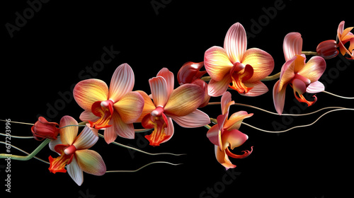 orchid isolated on black background illustration © iv work