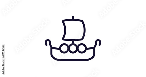 viking ship icon. Thin line viking ship icon from history collection. Outline vector isolated on white background. Editable viking ship symbol can be used web and mobile