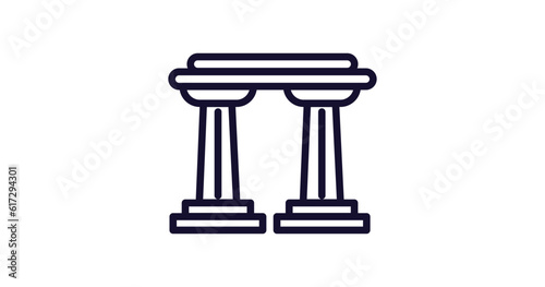 pillars icon. Thin line pillars icon from history collection. Outline vector isolated on white background. Editable pillars symbol can be used web and mobile