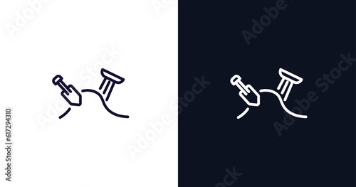 archaeological icon. Thin line archaeological icon from history collection. Outline vector isolated on dark blue and white background. Editable archaeological symbol can be used web and mobile