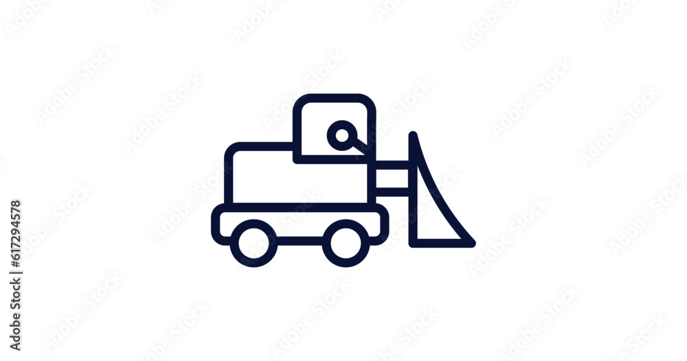 little snowplow icon. Thin line little snowplow icon from construction collection. Outline vector isolated on white background. Editable little snowplow symbol can be used web and mobile