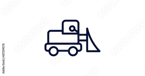 little snowplow icon. Thin line little snowplow icon from construction collection. Outline vector isolated on white background. Editable little snowplow symbol can be used web and mobile