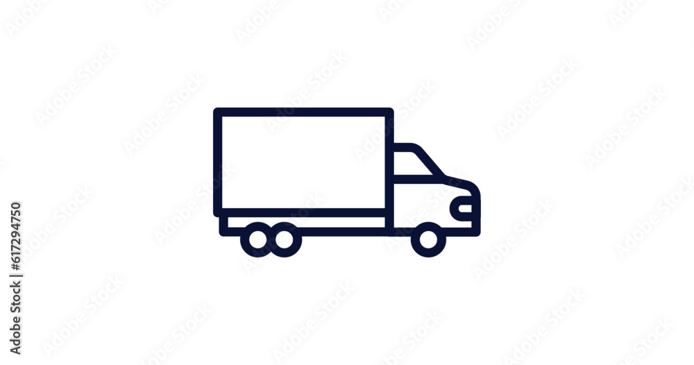 truck with freight icon. Thin line truck with freight icon from construction collection. Outline vector isolated on white background. Editable truck with freight symbol can be used web and mobile