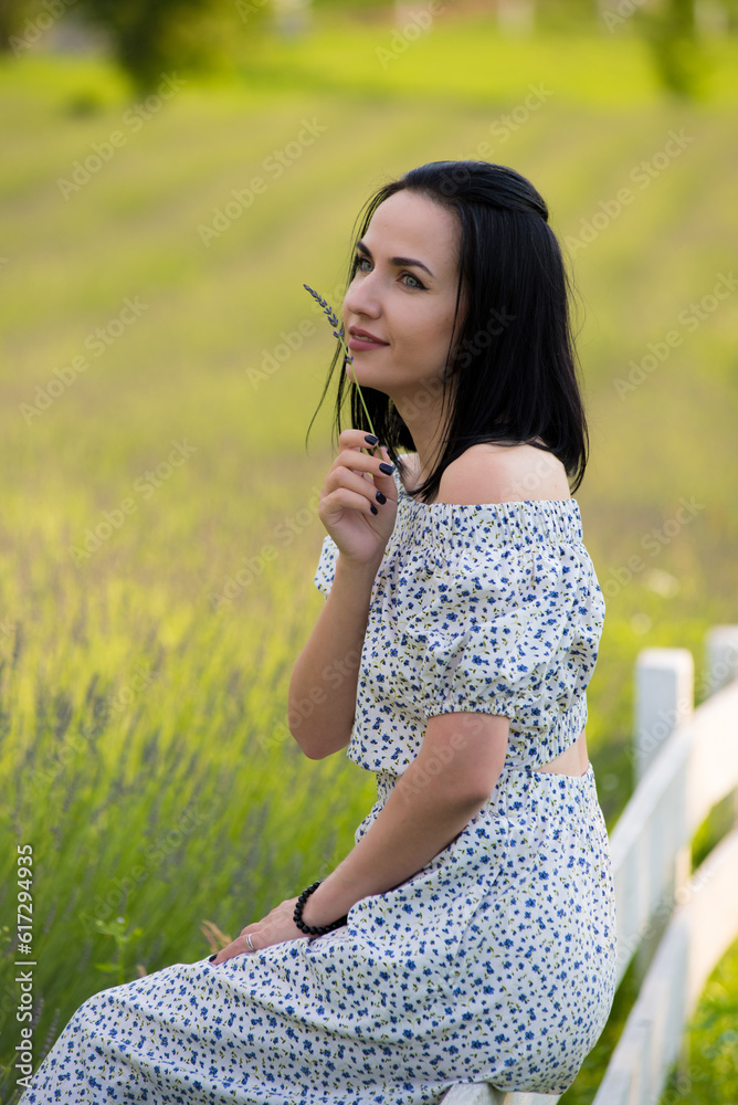 Beautiful woman on lavander field Beautiful woman on lavander field