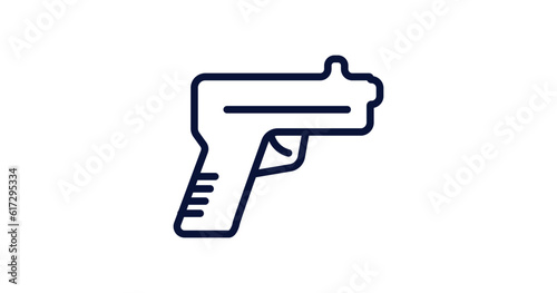 gun icon. Thin line gun icon from military and war and  collection. Outline vector isolated on white background. Editable gun symbol can be used web and mobile