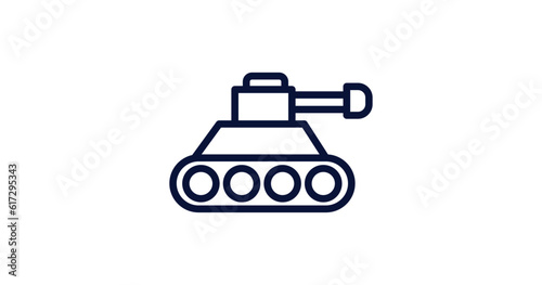 tank icon. Thin line tank icon from military and war and  collection. Outline vector isolated on white background. Editable tank symbol can be used web and mobile