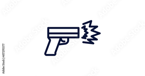 gun shooting icon. Thin line gun shooting icon from military and war and  collection. Outline vector isolated on white background. Editable gun shooting symbol can be used web and mobile