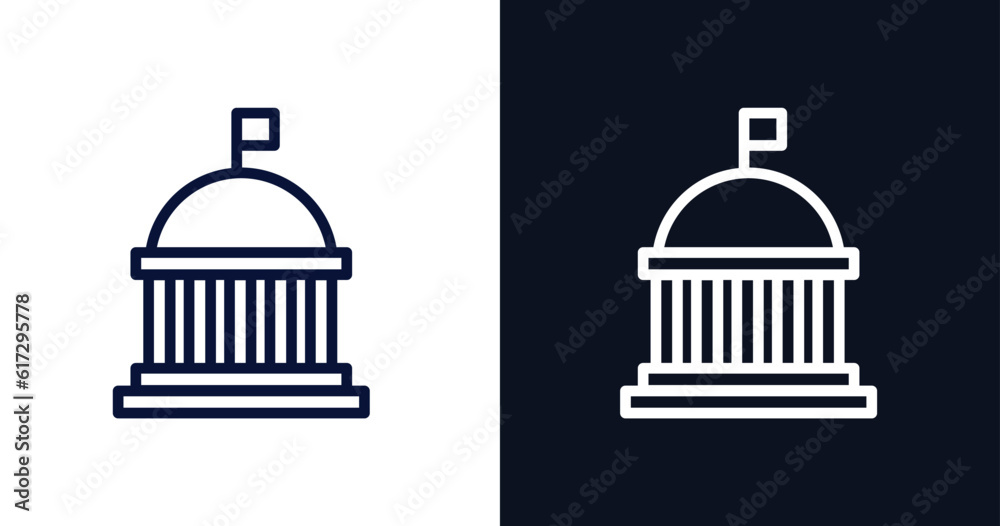 federal agency icon. Thin line federal agency icon from military and war and  collection. Outline vector isolated on dark blue and white background. 