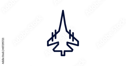 fighter plane icon. Thin line fighter plane icon from military and war and collection. Outline vector isolated on white background. Editable fighter plane symbol can be used web and mobile