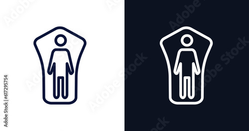 conscription icon. Thin line conscription icon from military and war and  collection. Outline vector isolated on dark blue and white background. Editable conscription symbol can be used web and mobile