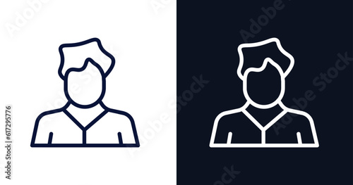civilian icon. Thin line civilian icon from military and war and  collection. Outline vector isolated on dark blue and white background. Editable civilian symbol can be used web and mobile