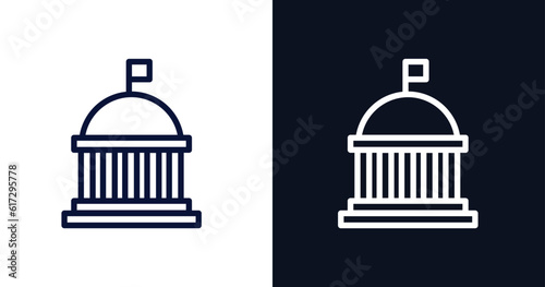 federal agency icon. Thin line federal agency icon from military and war and  collection. Outline vector isolated on dark blue and white background. 