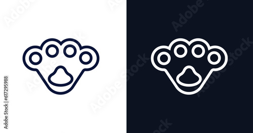 knuckle icon. Thin line knuckle icon from military and war and  collection. Outline vector isolated on dark blue and white background. Editable knuckle symbol can be used web and mobile